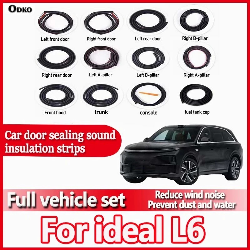 For ideal L6 Car Door Seal Strip Rubber Noise Insulation Dustproof Seal Strip Not easy to Fall off Car Accessories 12Pcs Set