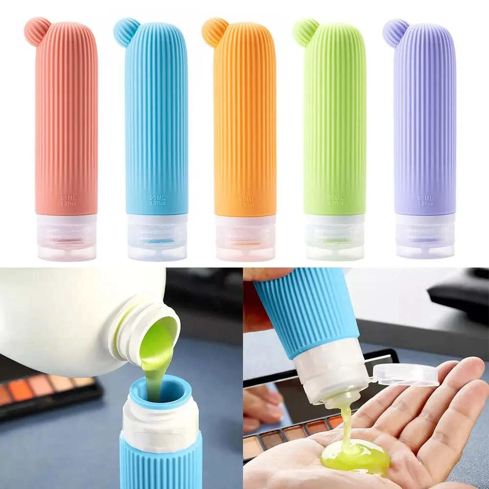 Portable 90ML Silicone Refillable Bottles Visible Design Squeeze Lotion Container Large Capacity Shower Gel Lotion Bottle Travel