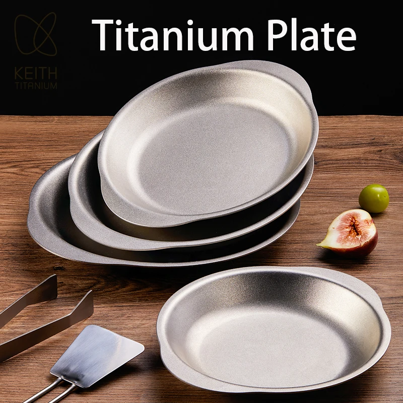 

Keith Pure Titanium Divided Dinner Tray Ultra-Lightweight Eco-Friendly Outdoor Tableware for Camping Hiking Travel Picnic