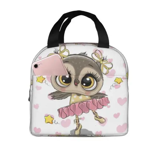 Cartoon Owl Lunch Bag Women Lunch Box isolato Cooler contenitore riutilizzabile per lavoro ufficio viaggio Picnic Lunch Box