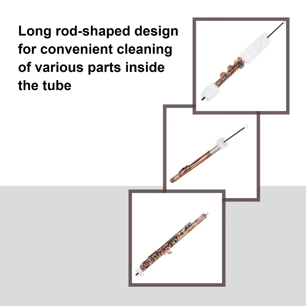 15-Inch Length Flute Cleaning Brush Cotton Thread White Flute Cleaner Kit Cleaning Brush Set For Flute Cleaning And Careing