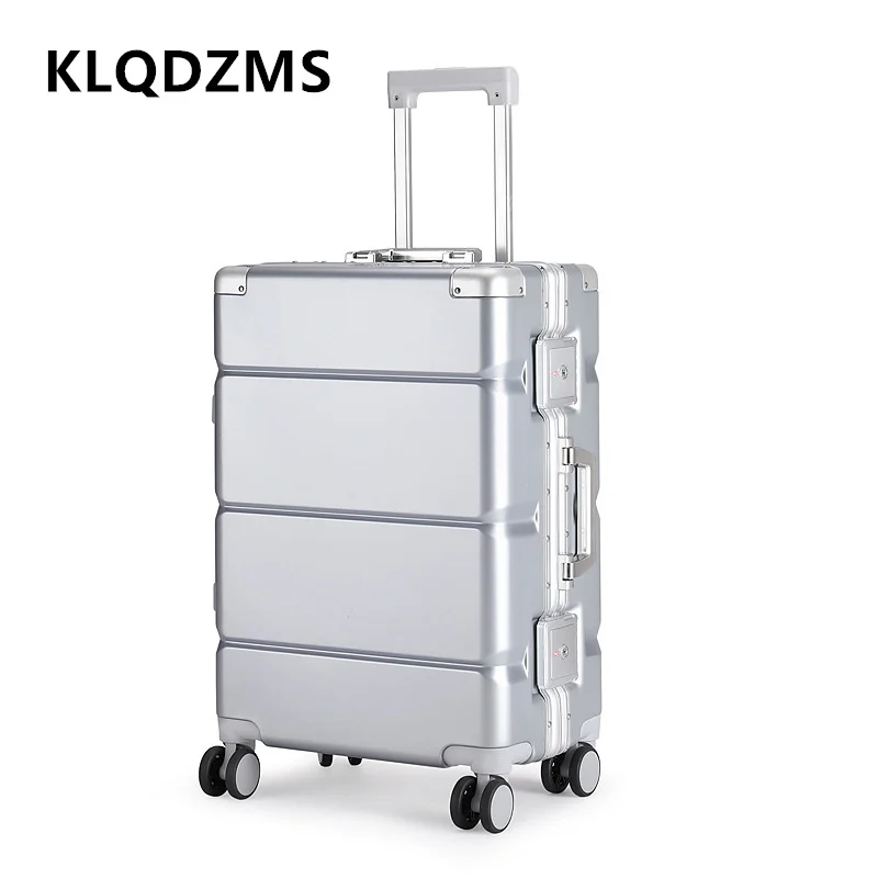 KLQDZMS-Caixa de embarque do PC da mala da cabine, grande capacidade, quadro de alumínio, caixa do trole, bagagem de viagem, 24 ", 26", 28 ", 20", 22"