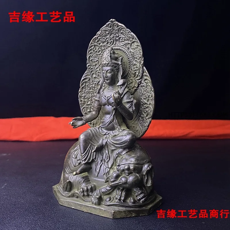 Antique Buddha Statue Collection Manshu Puxian Buddha Statue Sitting Buddha Ornament Alloy Home Hallway Desktop Ornament Furnish