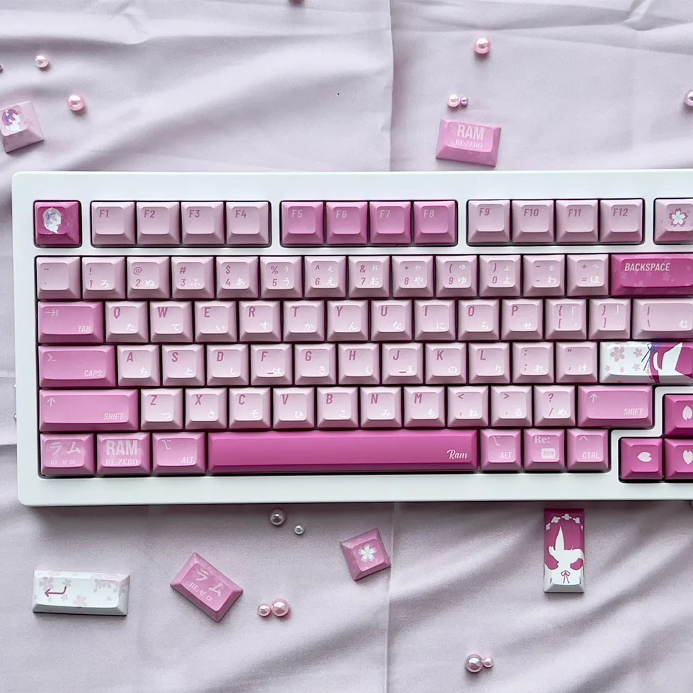 Teclado mecánico PBT, tapa de bola azul de sirvienta rosa, perfil KCA, 140 teclas, GH60, 61, 64, 68, 75, 84, 87, 96, 104, 108