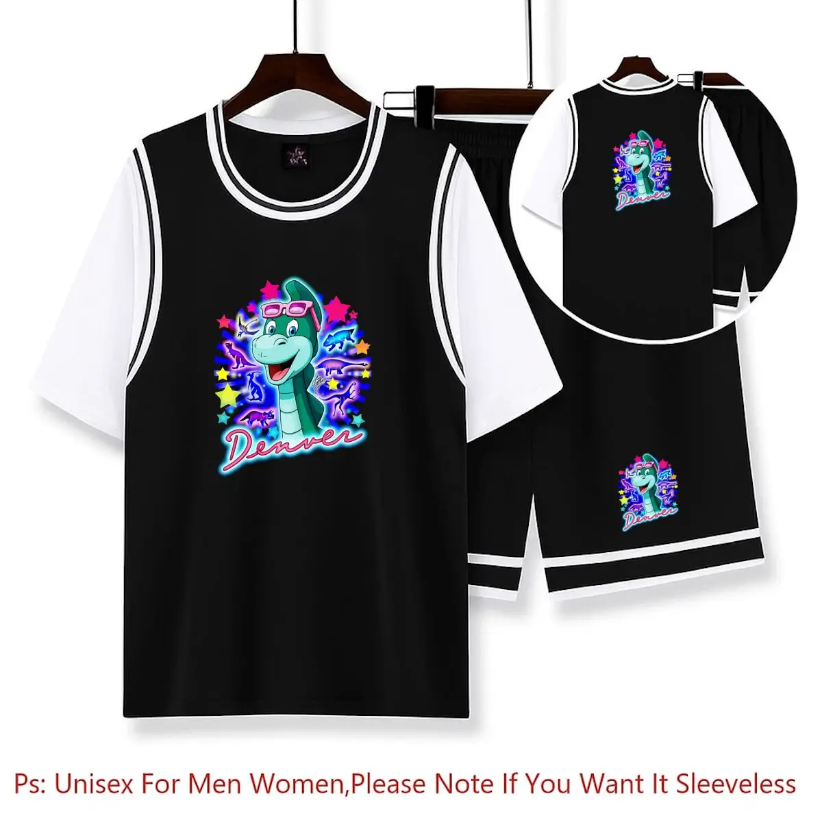 

Неоновый Денвер, последний динозавр, Джереми, мультфильмы, комплекты баскетбольного трикотажа, быстросохнущая баскетбольная форма, новые модные футболки, вещи