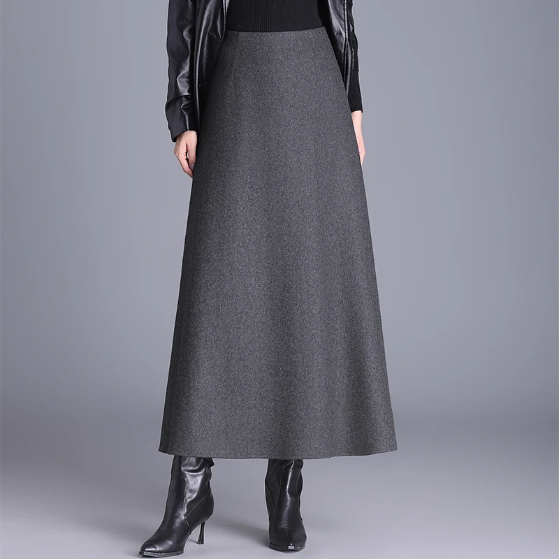 

Осенне-зимняя длинная юбка-карандаш для женщин, с завышенной талией, облегающая, драпированная, А-силуэт, в корейском стиле, для повседневной носки