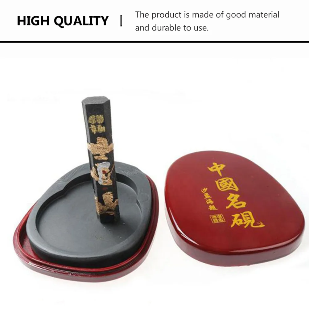 Calligraphy Inkstone With Cover Compact Washable Reusable Durable Ink Plate For Students Teachers Painting Lovers Teaching