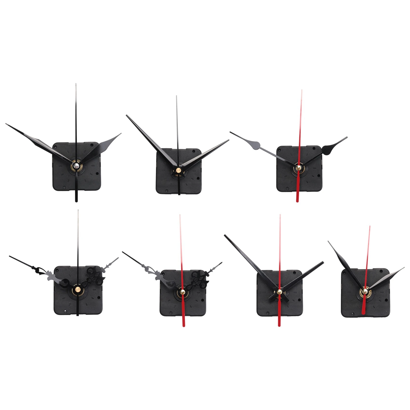 7 Sets Quarzuhrwerk-Mechanismus, leise Uhrwerk mit kurzem Schaft und Zeigern, Teile des Wanduhr-Mechanismus