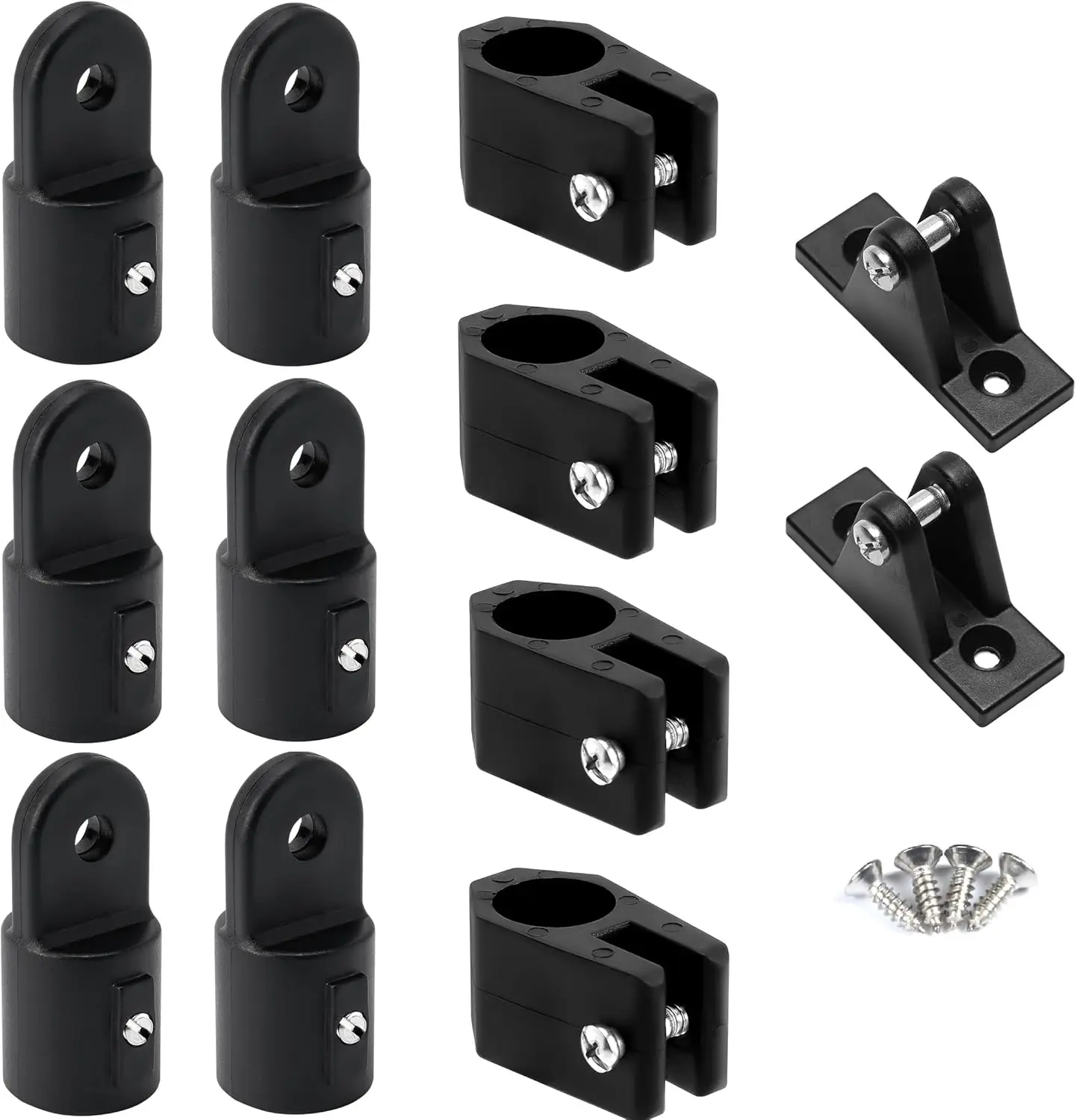 

12-Piece Bimini Top Hardware Kit for 7/8" Tubing - Nylon Eye End Cap, Jaw Slide, Deck Hinge