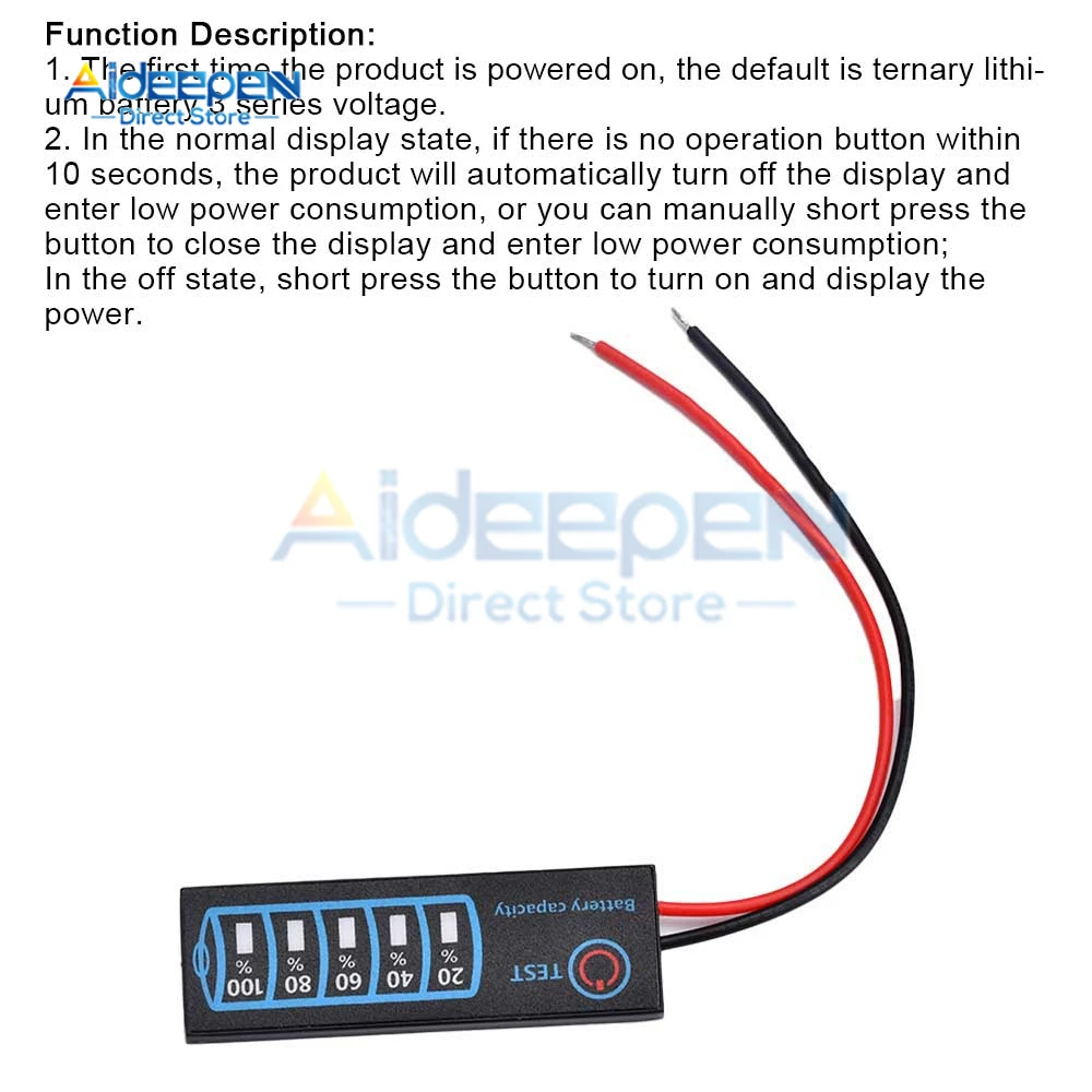 Indicador de capacidade da bateria 3S, teste de capacidade de exibição LED para banco de potência, bateria de lítio elétrica/lítio ferro fosfato/ácido de chumbo
