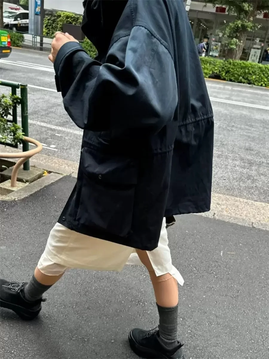 

Классическая рабочая одежда Jaet со шнурком для поездок на работу, осень-зима, новое универсальное свободное длинное пальто из полиэстера све