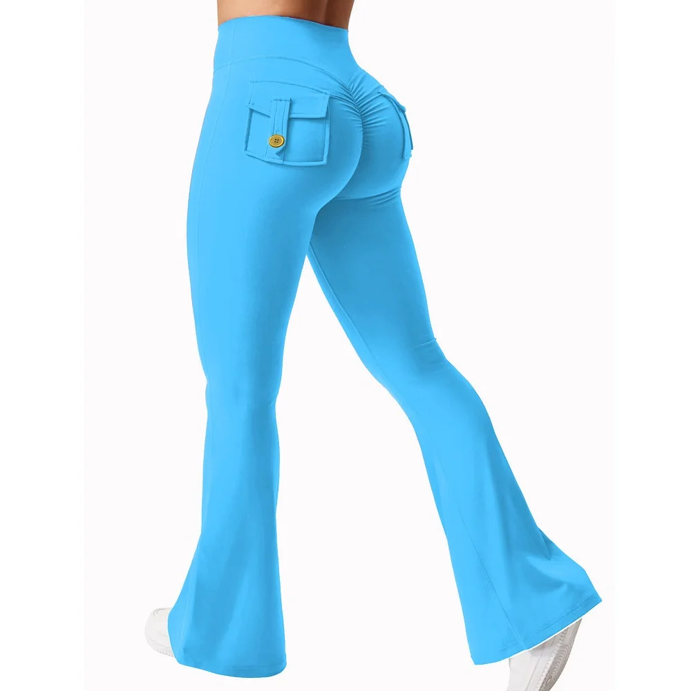 Fitness Yoga Leggings for Women Button Pocket Gym Leggings High Waist Butt Liftting Tights Leggins