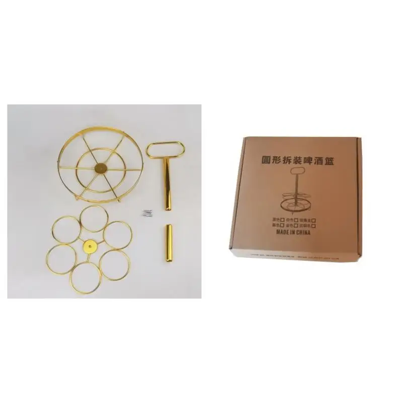 رف تخزين المشروبات 6 زجاجات منظم البيرة رف النبيذ سلة اليد حامل عرض الشرب للمطاعم والنوادي الليلية والرقص #4