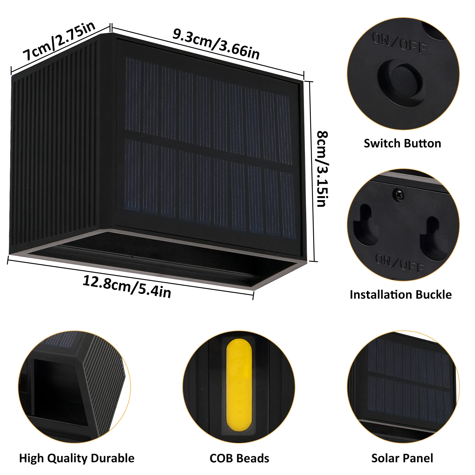 Imagem -03 - Lâmpada de Parede Solar ao ar Livre com Design Ajustável Up-down Ip65 Impermeável Luz de Vedação para Jardim 3000k Pcs Pcs