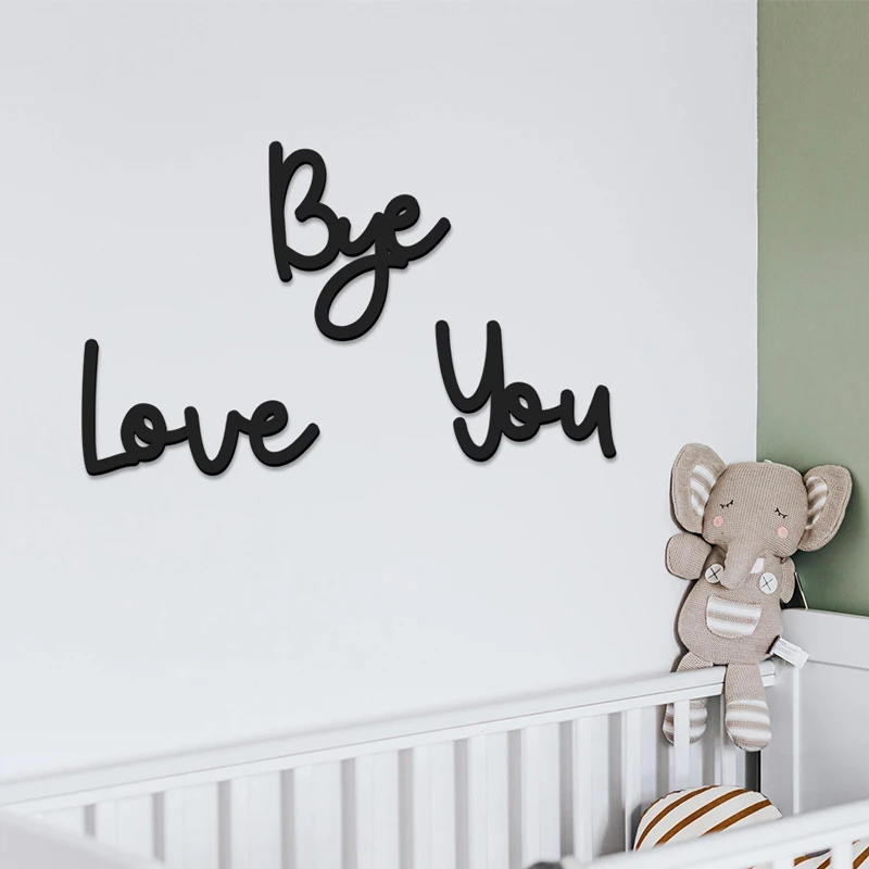 Love You Bye Wooden Sign Boho Wall Stickers Wall Art Gift for Bedroom Playroom Study Room Front/Above/Back the door Decorations