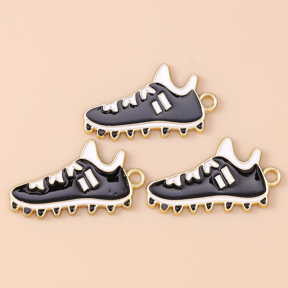 Leslie 10 Stück Niedliche Sneaker-Anhänger Emaille-Sportcharms für DIY Halsketten Ohrringe Handgemachte Schmuckherstellung – Detail 3