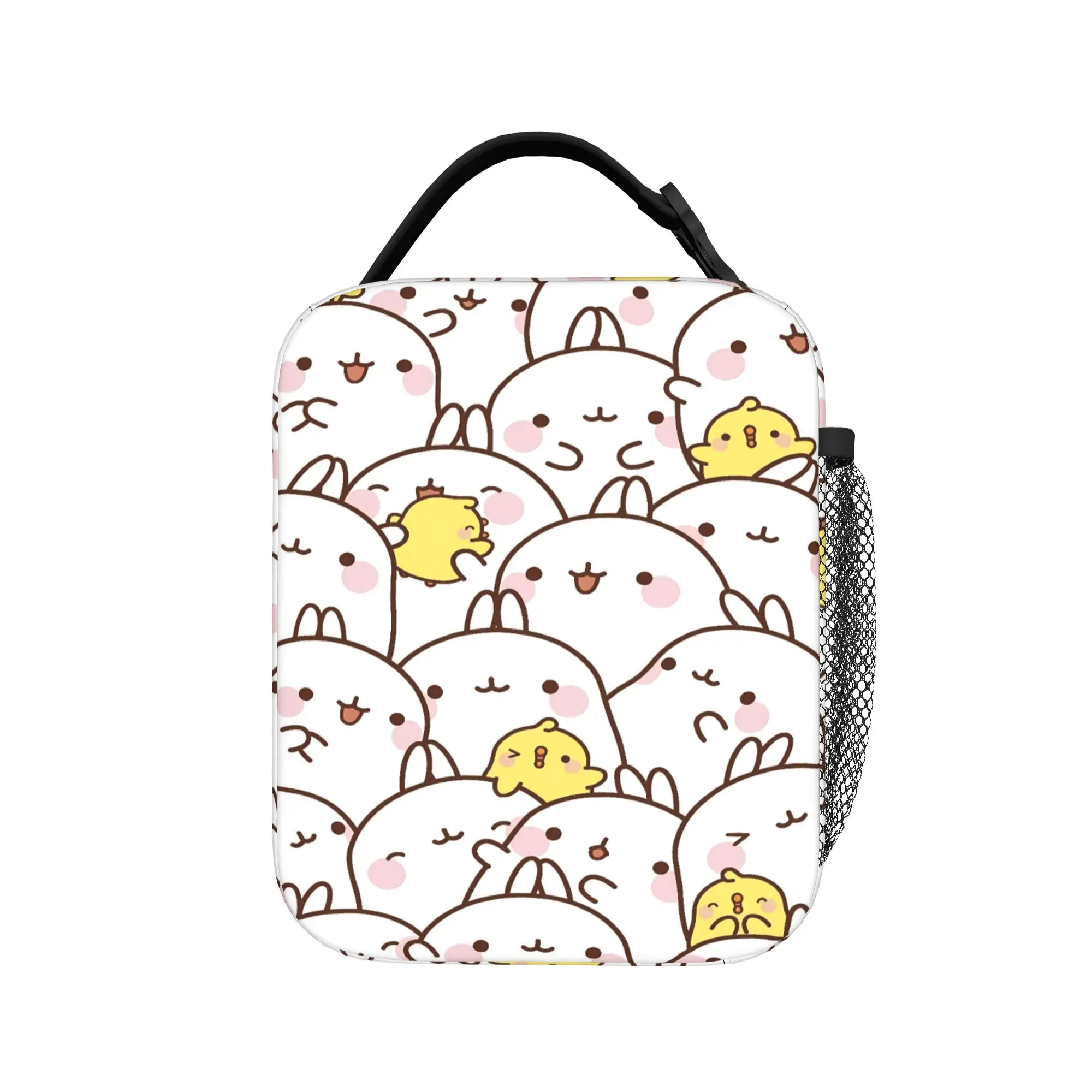 Molang Cartoon Lunch Bag For Child  Outdoor Picnic Print Lunch Box Retro Oxford Thermal Tote Handbags
