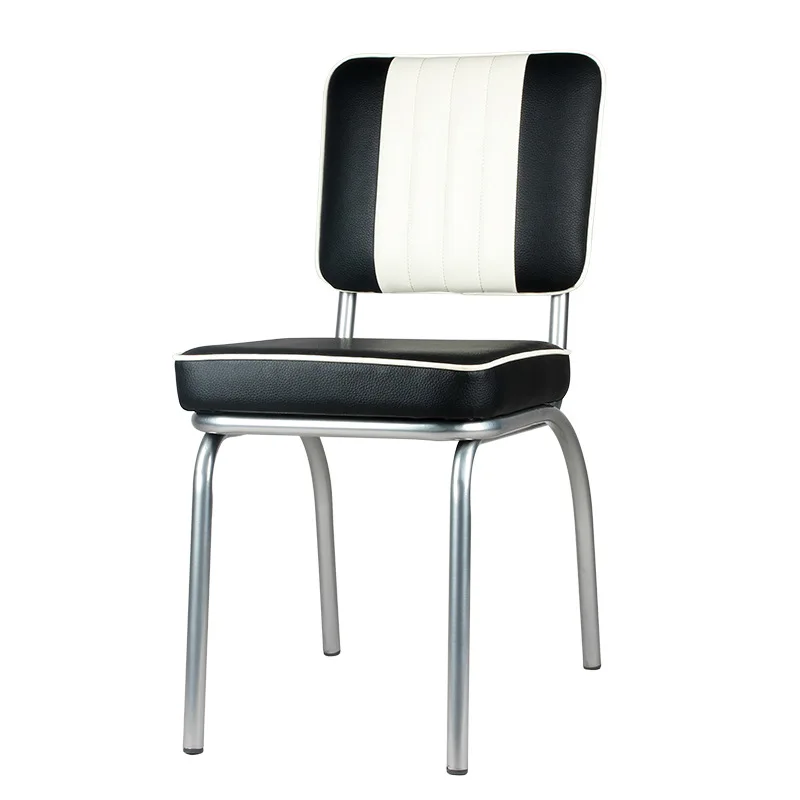 

Wrought iron dining chair American country retro style coffee bar western restaurant chair simple leather fast food chair