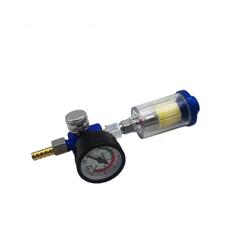 In-line Oil Water Separator Filter Separator Spray Gun Air Regulator Pressure Gauge with JP/EU/US Adapter for Spray Gun Air Tool