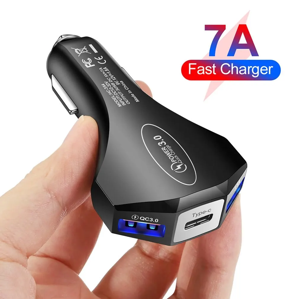 

Quick Charger 3.0 Type C Car Charger Adapter 7A QC3.0 Turbo Fast Charging 3 USB Car Mobile Phone Charger For IPhone Samsung Hot