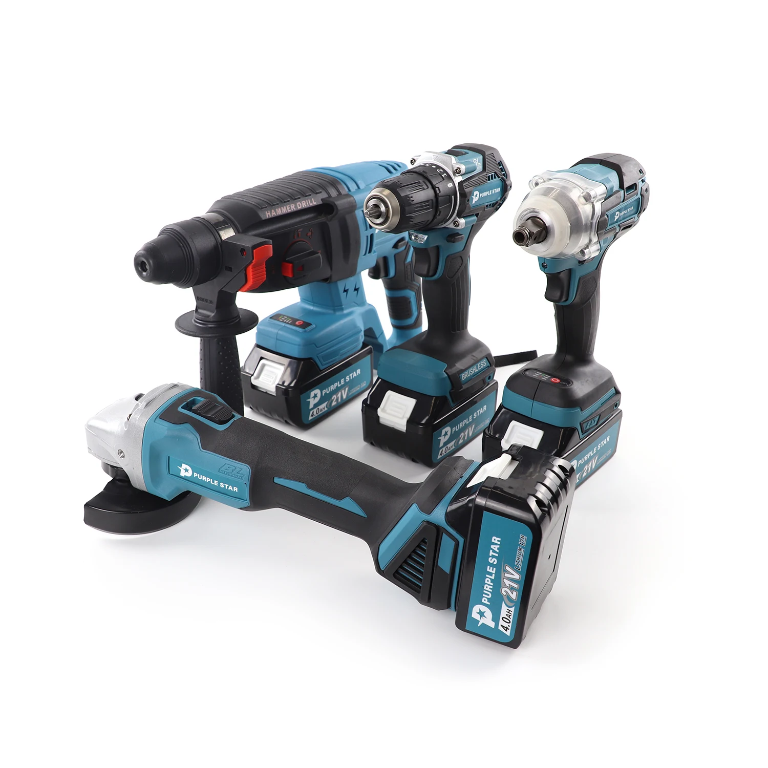 Alta Qualidade Portátil Mini Brushless Broca, Wrench Angle Grinder e Hammer Machine