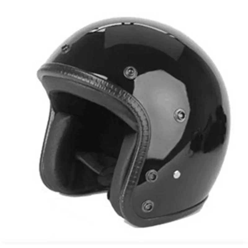 Gloss Black DOT Motorcycle Helmet Retro Cafe Racer  Vintage Motocross Open  Kask Full Face Casco Modular Ce