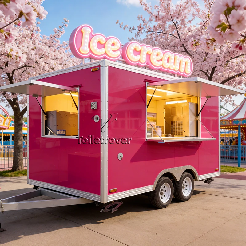 Wholesale Portable Outdoor Folding Food Trailer Retro Commercial Food Trucks Mobile Food Truck Trailer with Air Conditioner