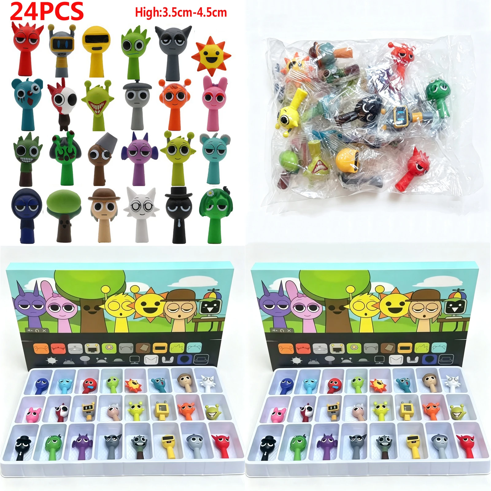 24pcs/48pcs Mini Sprunki Figures Mode Toys Sprunki Anime Action Figures Sprunki Game Cartoon Birthday Gift Christmas Gift