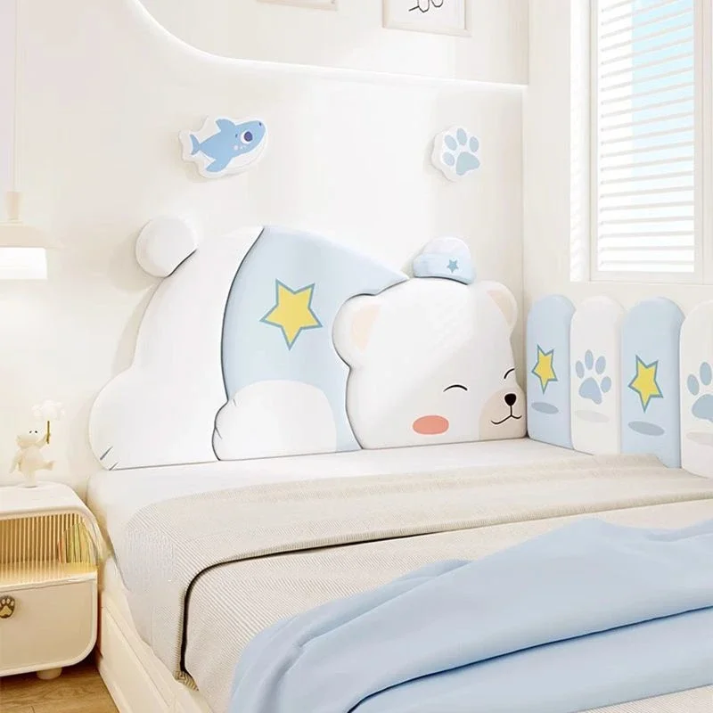 Cartoon Animal Kids Bed Headboard Head Board Stickers Anti-collision Wall Panels Tete De Lit Cabecero Cama 135 150 180 Bed Head