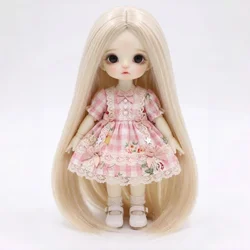 Tiny Doll Wigs JD016 3-4inch 4-5inch 5-6inch Parting Long Straight Synthetic Mohair BJD Hair 1/12 1/8 OB11 Doll Accessories