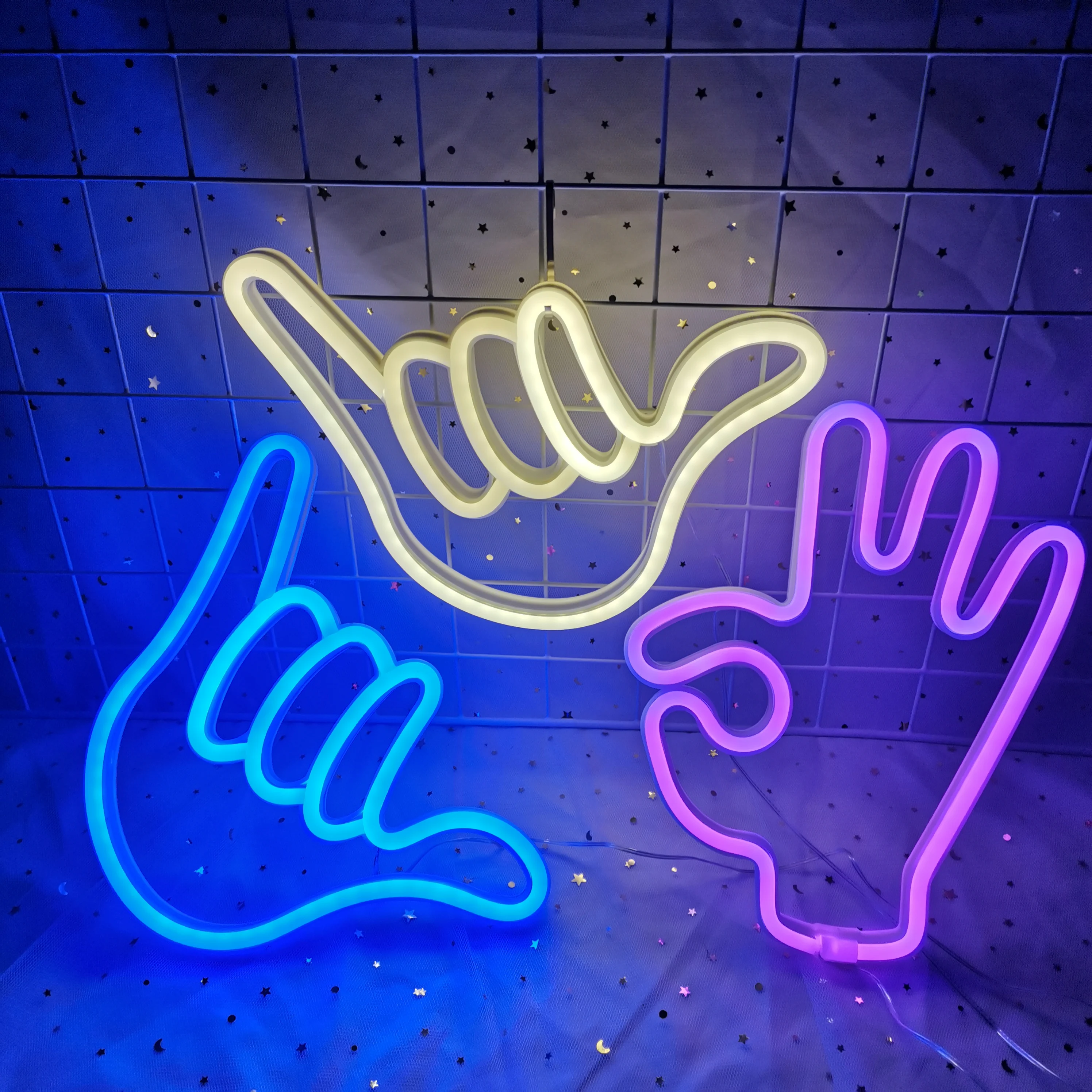 Peace Hand LED Neon Sign Custom Win Victory Gesture Yeah Neon Lights Bedroom Living Room Wall Decoration Home Office Sign Decor