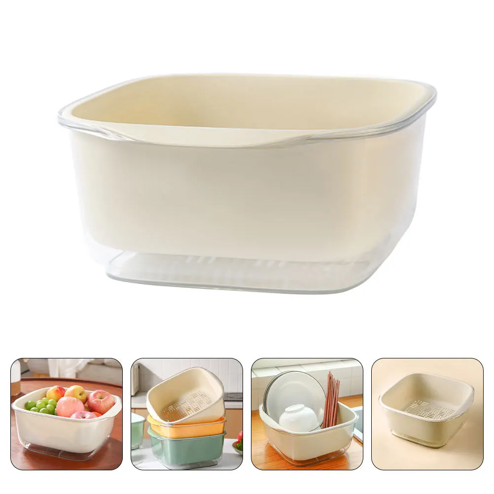 

Multi Functional Double Layer Kitchen Drain Basket Fruit Vegetable Washing Storage Basket Easy Clean Detachable Large Capacity