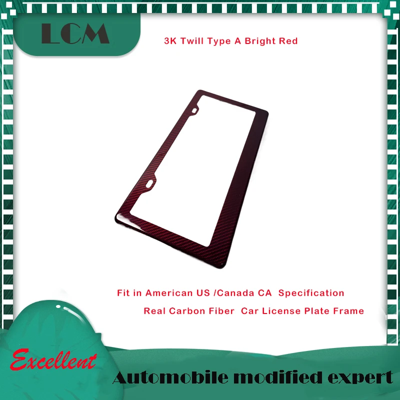 Real Carbon Fiber Car License Plate Frame  Number Plate Trim Cover  American US /Canada CA  Specification 1PCS/Set