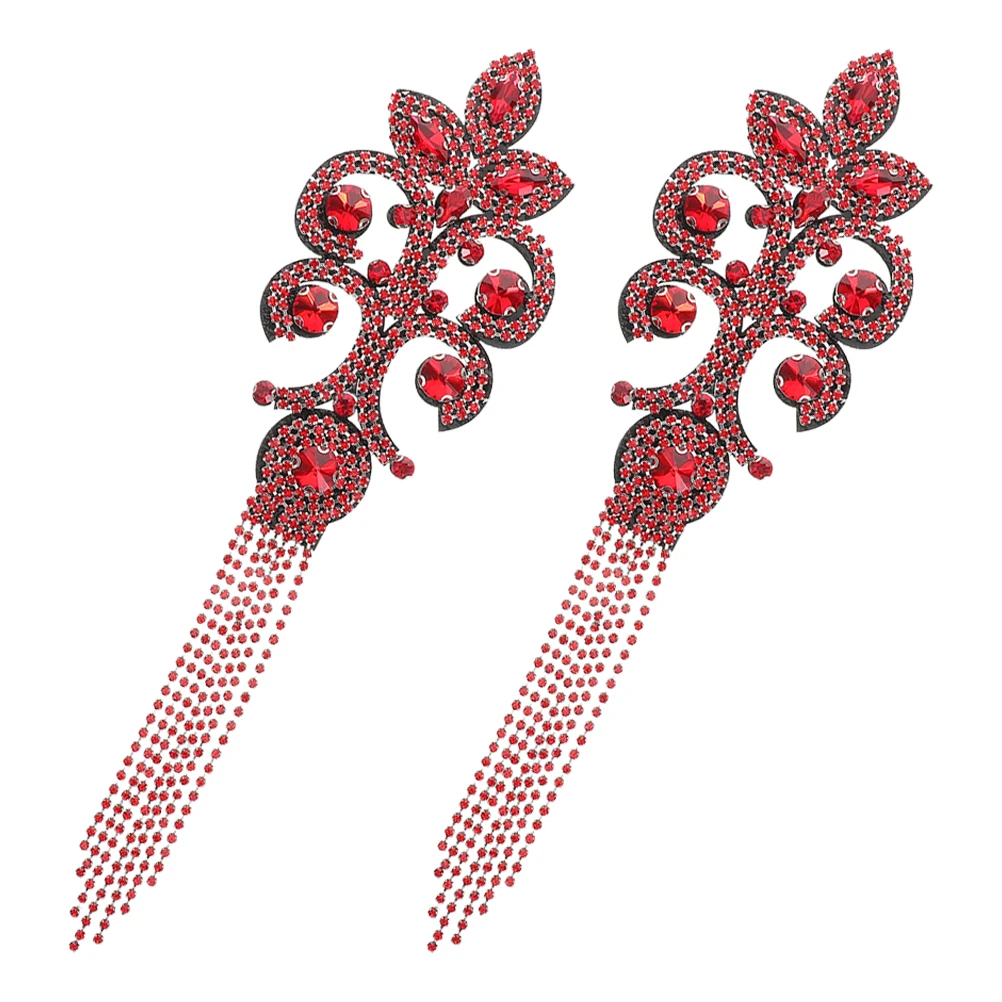 

2Pcs Shimmering Rhinestone Tassel Shoulder Epaulettes Lightweight Decorative Brooch for Costume Outfit Blazer Jacket Creative