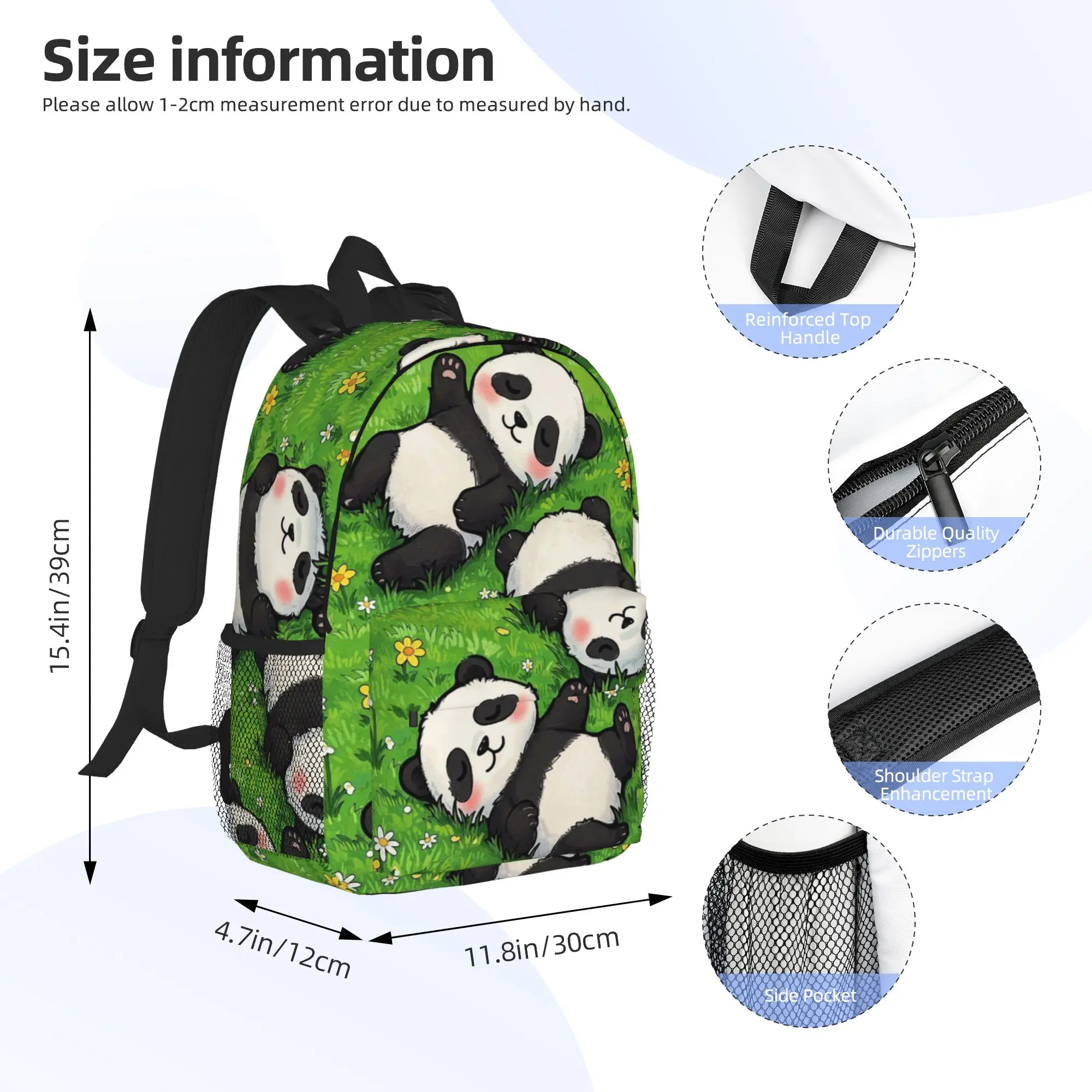 Adorable Panda Lying On The Grass Backpack Hot Sale Daypack Boys Girls BookBag Shoulder Bags for Men Women School Bag