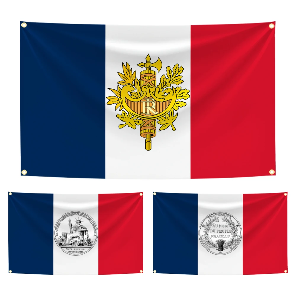 60x90 90x150 120x180cm Drapeau de France Armoiries République Française Drapeau du Grand Sceau Bannière Imprimée en Polyester Décoration FLAGLAND
