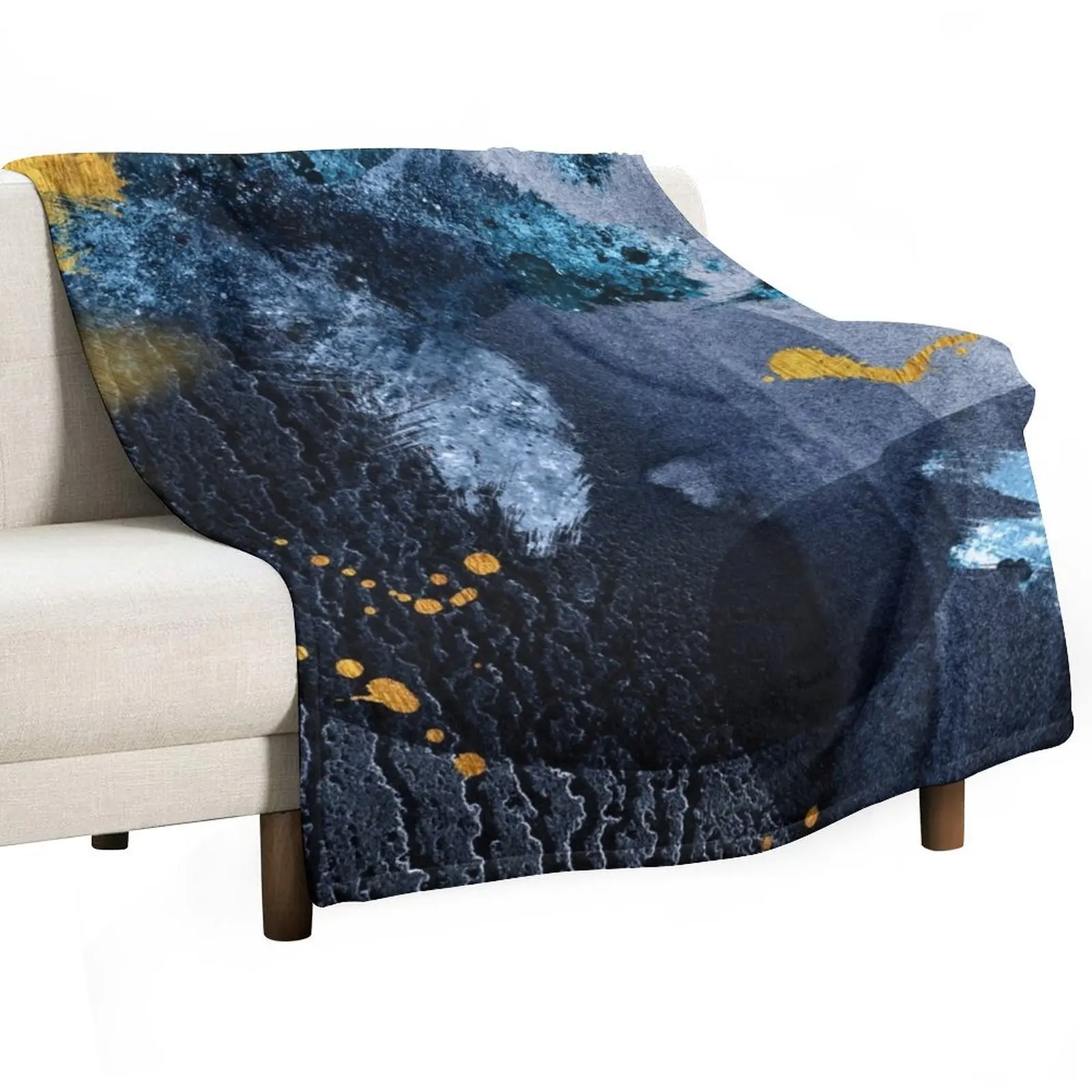 

Abstract Navy and Gold Throw Blanket Sofa Luxury Brand Blankets