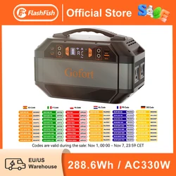 FF Flashfish 288.6Wh Portable Power Station Solar Generator 330W Lithium Batteries AC Outlets Battery Backup Power Pack Outdoor
