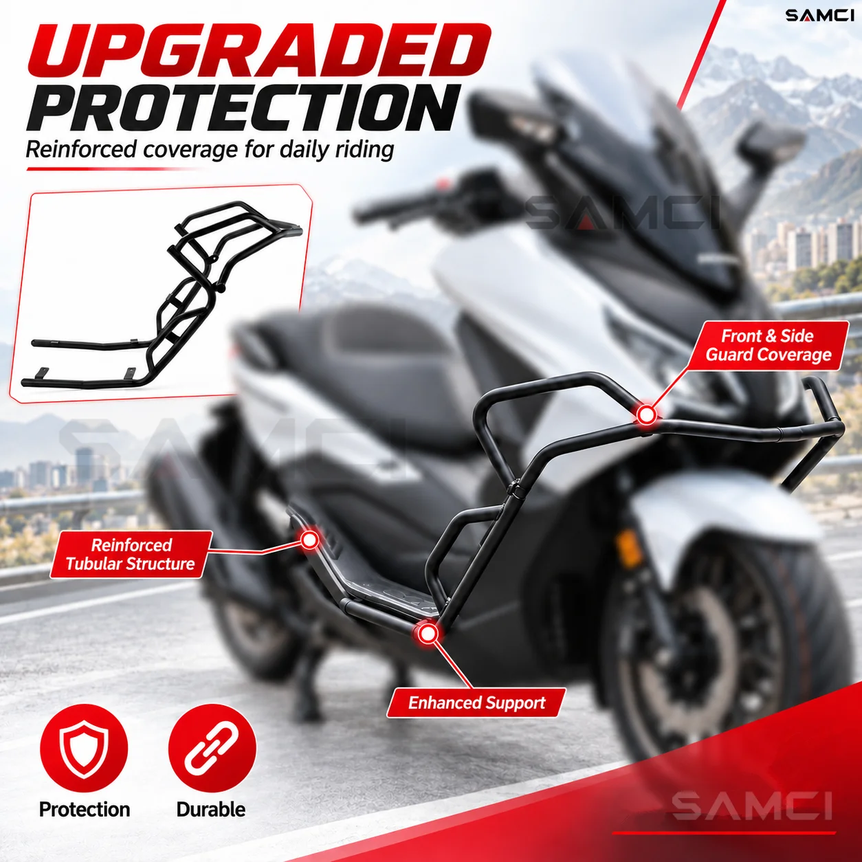Motorcycle Crash Bar Engine Guard Carbon Steel Bumper Fairing Protector For HONDA FORZA350 2023-2026 Accessories Modification ﻿