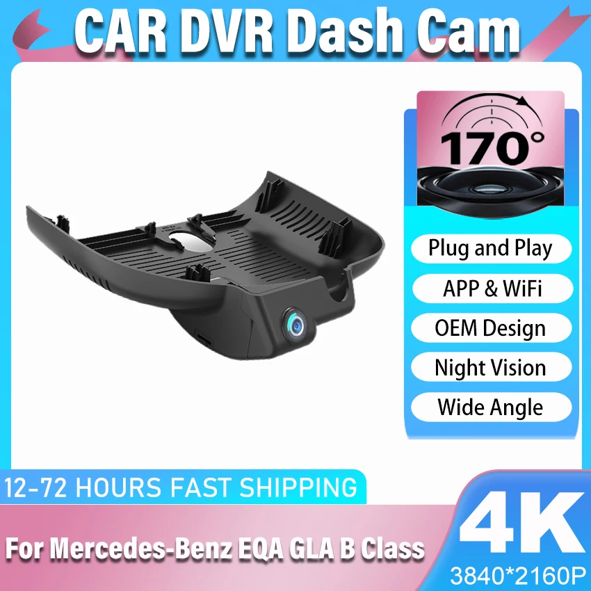 For Mercedes-Benz EQA GLA GLA200 GLA220 B Class B180 2024-2026 4K Car DVR, OEM Style Dash Cam Camera with WIFI APP, Easy Setup