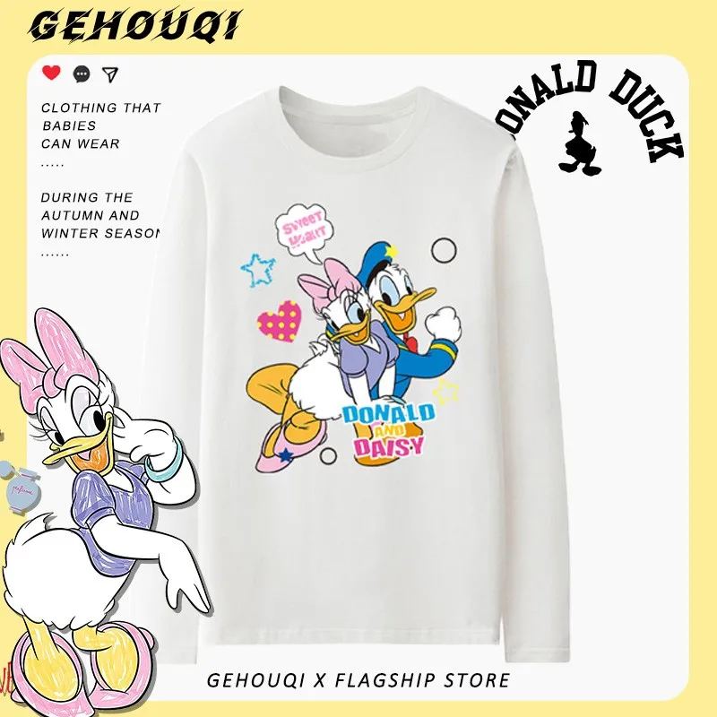 

2024 New Donald Duck Daisy Joint Long-sleeved T-shirt Male Disney American Fashion Brand Ins Autumn Loose Clothes