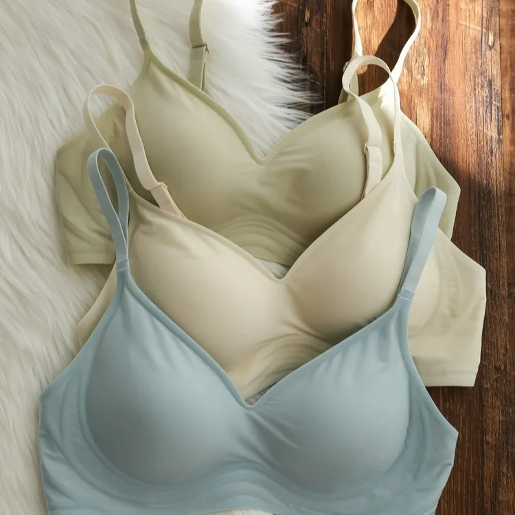 

Soft Support Milk Silk Trace Women's Underwear Steel Ring Bra Large Chest Appears Small 3D Thin Support Comfortable Brassiere