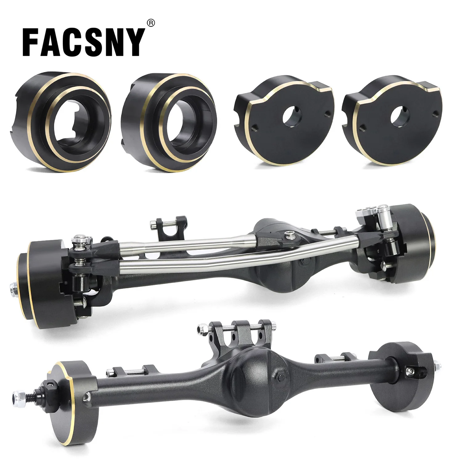 Black Brass Front Counterweight Rear Axle Tube Cap Weights For 1/10 HD44 /Vanquish VS4-10 Metal Axle RC Crawler Upgrade Part