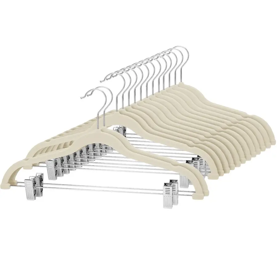 

Комплект из 24 бархатных вешалок для юбок с зажимами Ультратонкие нескользящие бархатные вешалки для брюк Экономия места вешалка для одежды f