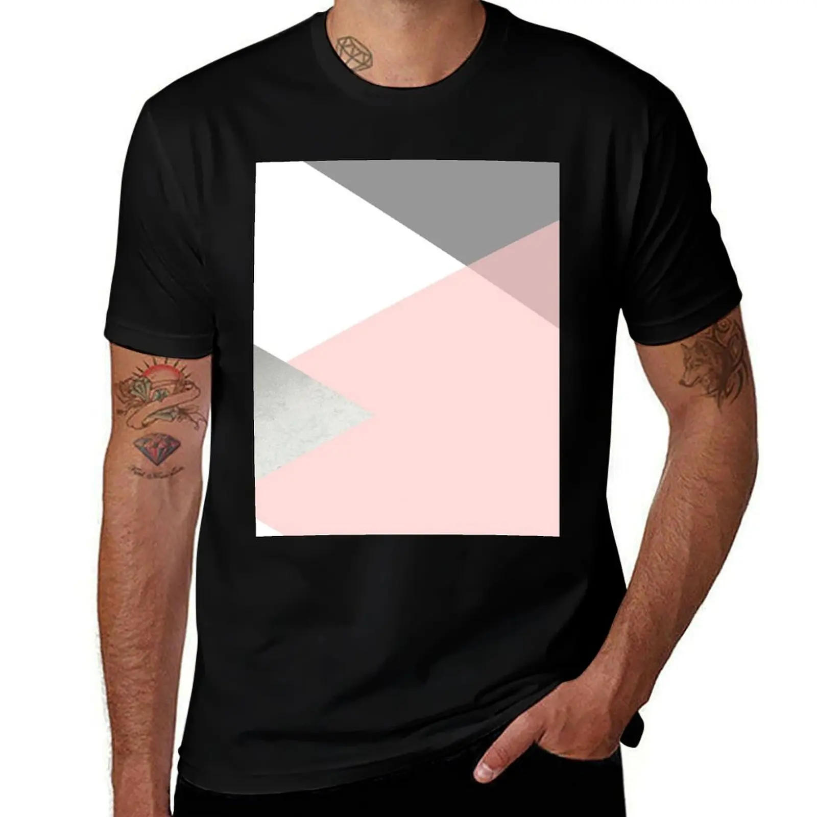 Geometrics - grey blush silver T-Shirt tees oversizeds mens clothes