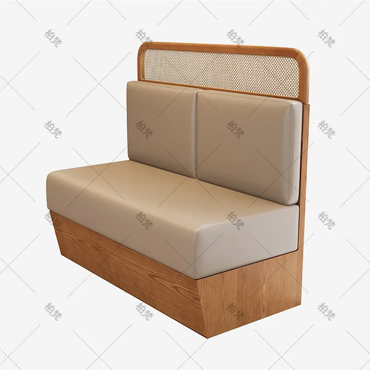 Chain Store Hotel Breakfast Dining Table And Chair Commercial Hot Pot Restaurant Rattan Card Seat Sofa Solid Wood Dining Chair R