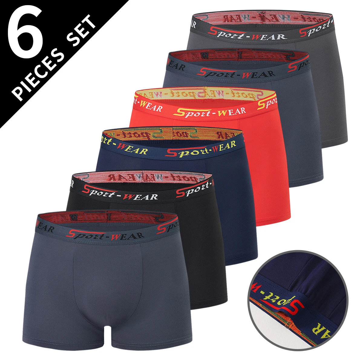 6-Piece Set of Men's Seasonal Casual and Fashionable Underwear with Four Corners, Comfortable Plus Size Sports Versatile Shorts