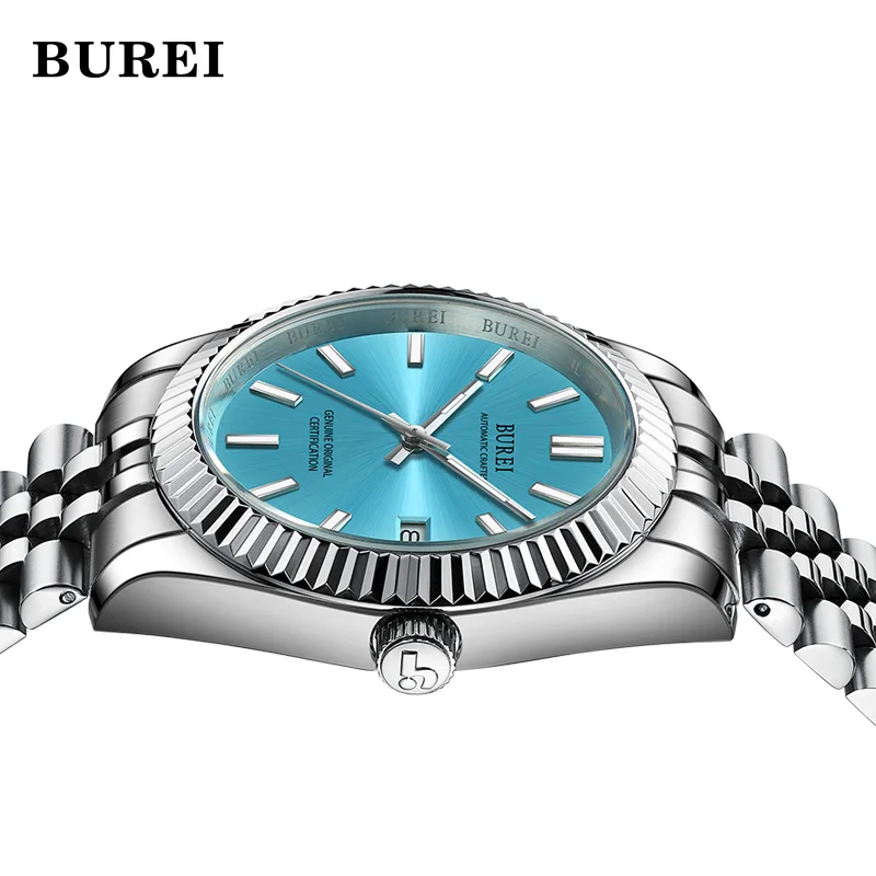 BUREI Mens Mechanical Dress Watch Brand Luxury NH35 Movement Automatic Wristwatch Sapphire Waterproof Clock for Men Reloj Hombre