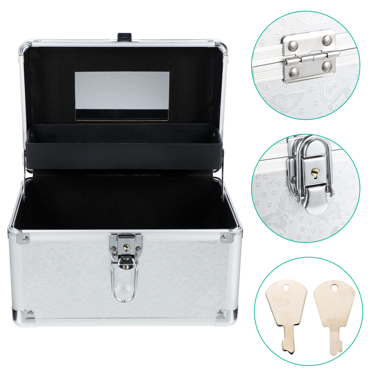 

Makeup Toiletries Storage Case with Tray Make-up Boxes Portable Container for Professional Travel