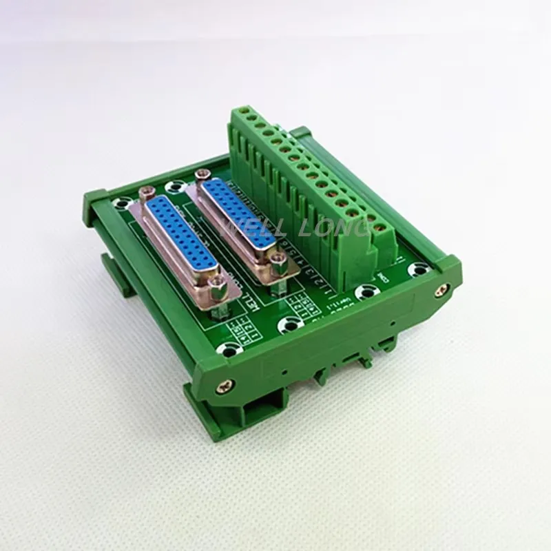 

DB25 DIN Rail Mount Interface Module, Double Female Header Breakout Board, Terminal Block, Connector.